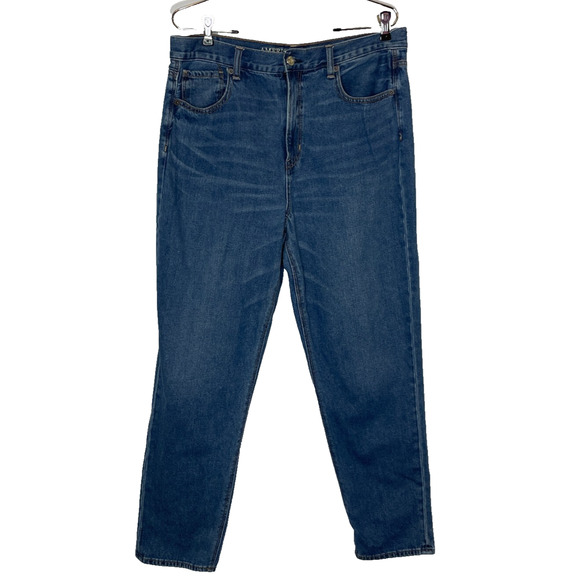 Women's 14 American Eagle Blue Straight Leg Cotton Blend Mom Jeans - Picture 1 of 5